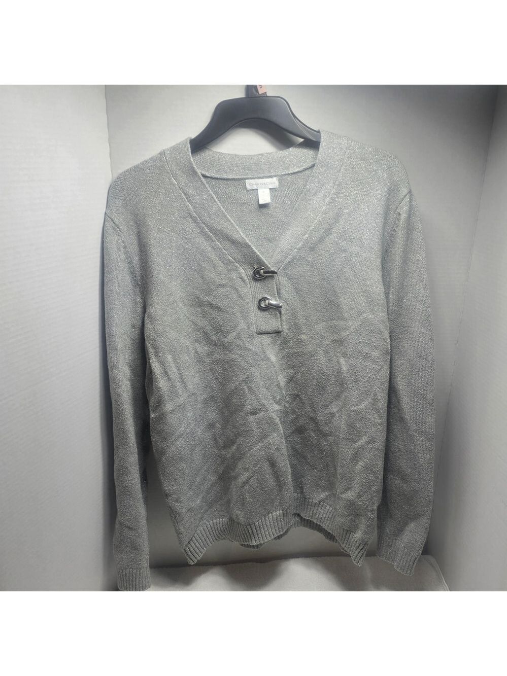 Charter Club Men's Gray Cardigan with Metal Accents